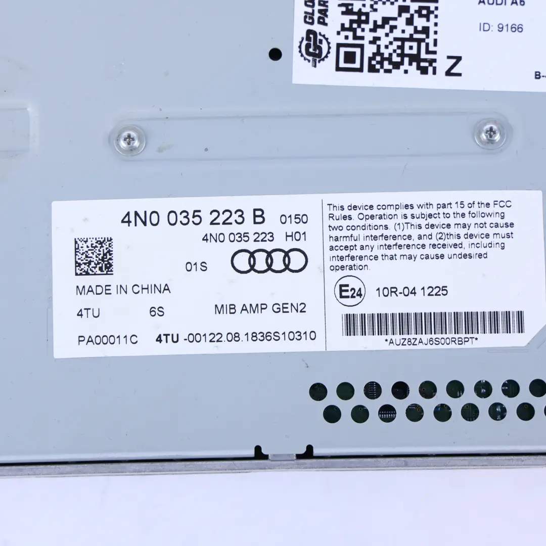 Módulo Sistema Estéreo Bang Olufsen Amplificador Sonido para Audi A6 C8 con número de pieza 4N0035223B Audi A6 C8 Módulo Sistema Estéreo Bang Olufsen Amplificador Sonido - SKU 4N0035223B - Número de pieza 4N0035223B