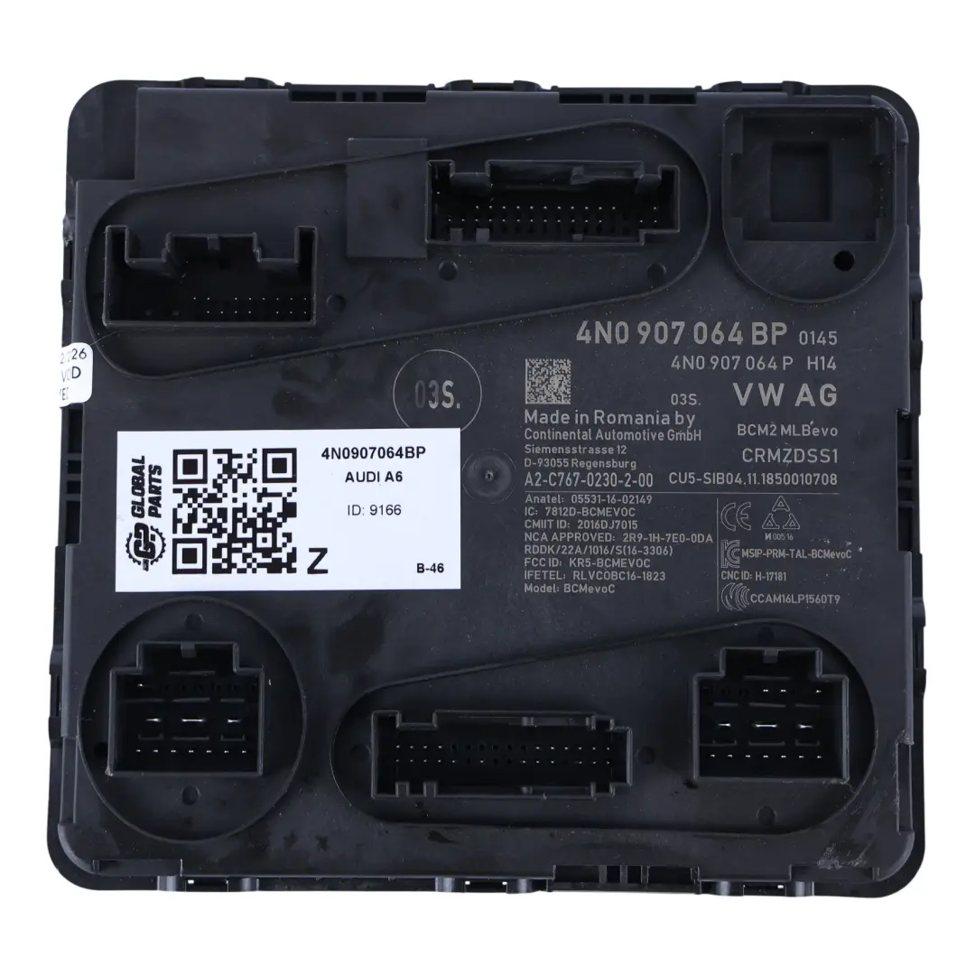 Unidad Control Central Sistema Confort para Audi A6 C8 Comfort con número de pieza 4N0907064BP Audi A6 C8 Comfort Unidad Control Central Sistema Confort - SKU 4N0907064BP - Número de pieza 4N0907064BP