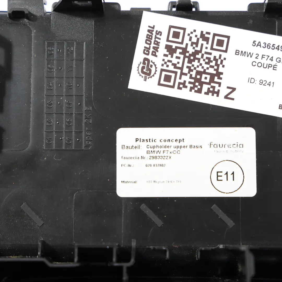BMW F70 F74 Consola Central Bandeja Portavasos - SKU 5A36549 - Número de pieza 5A86B07