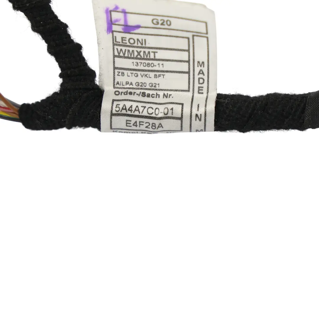 Wiring Loom Harness Cable Front Left N/S to BMW G20 LCI with Part number 5A4A7C0 BMW G20 LCI Wiring Loom Harness Cable Front Left N/S - SKU 5A4A7C0 - Part number 5A4A7C0