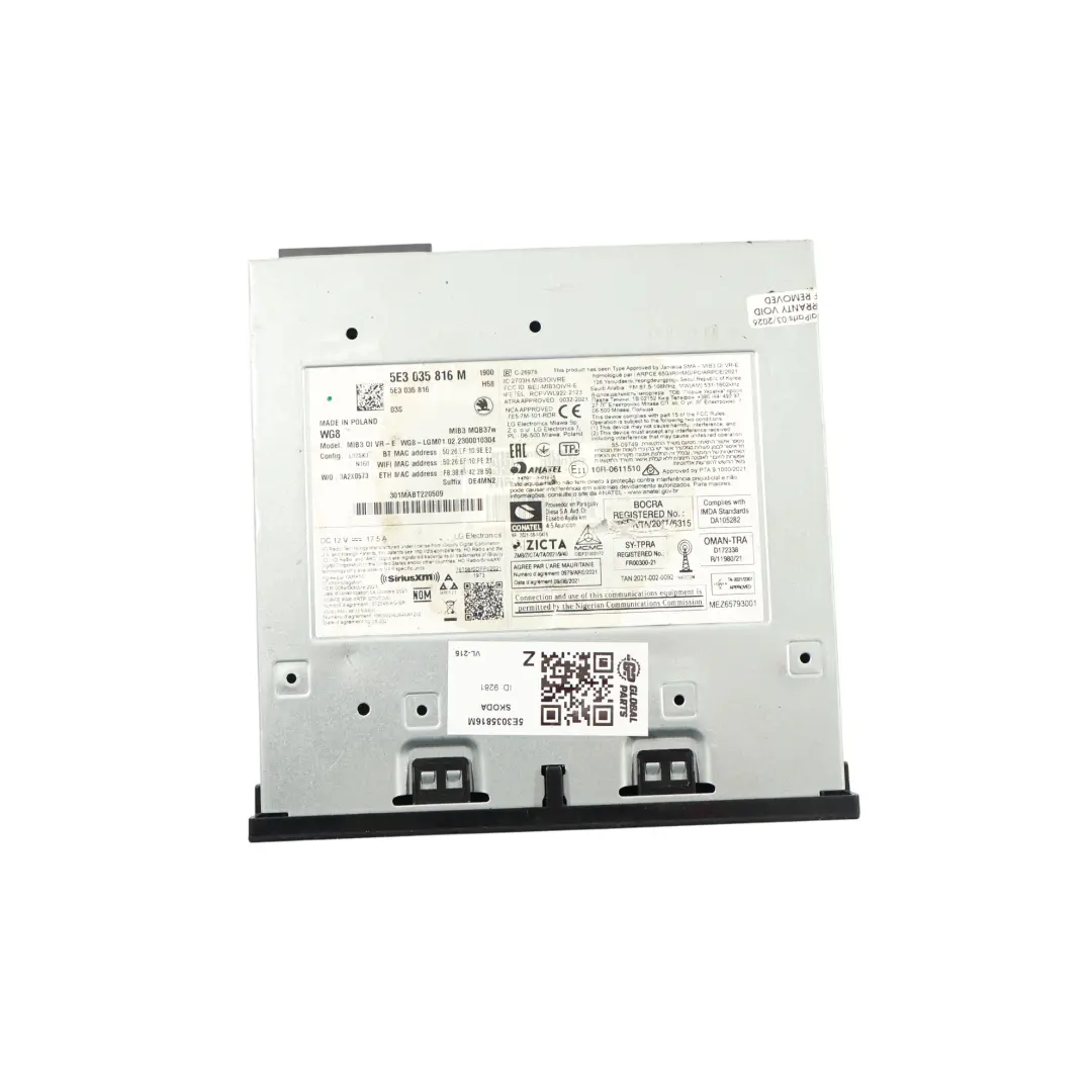 MK4 Modulo Unità Radio Navigatore Satellitare per Skoda Octavia con numero di parte 5E3035816M Skoda Octavia MK4 Modulo Unità Radio Navigatore Satellitare - SKU 5E3035816M - Numero di parte 5E3035816M