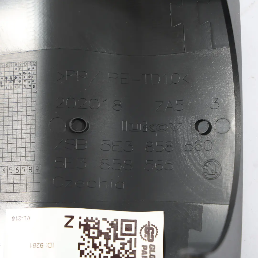 Steering Column Trim Panel Upper Part Cover Black to Skoda Octavia IV with Part number 5E3858565 Skoda Octavia IV Steering Column Trim Panel Upper Part Cover Black - SKU 5E3858565 - Part number 5E3858565