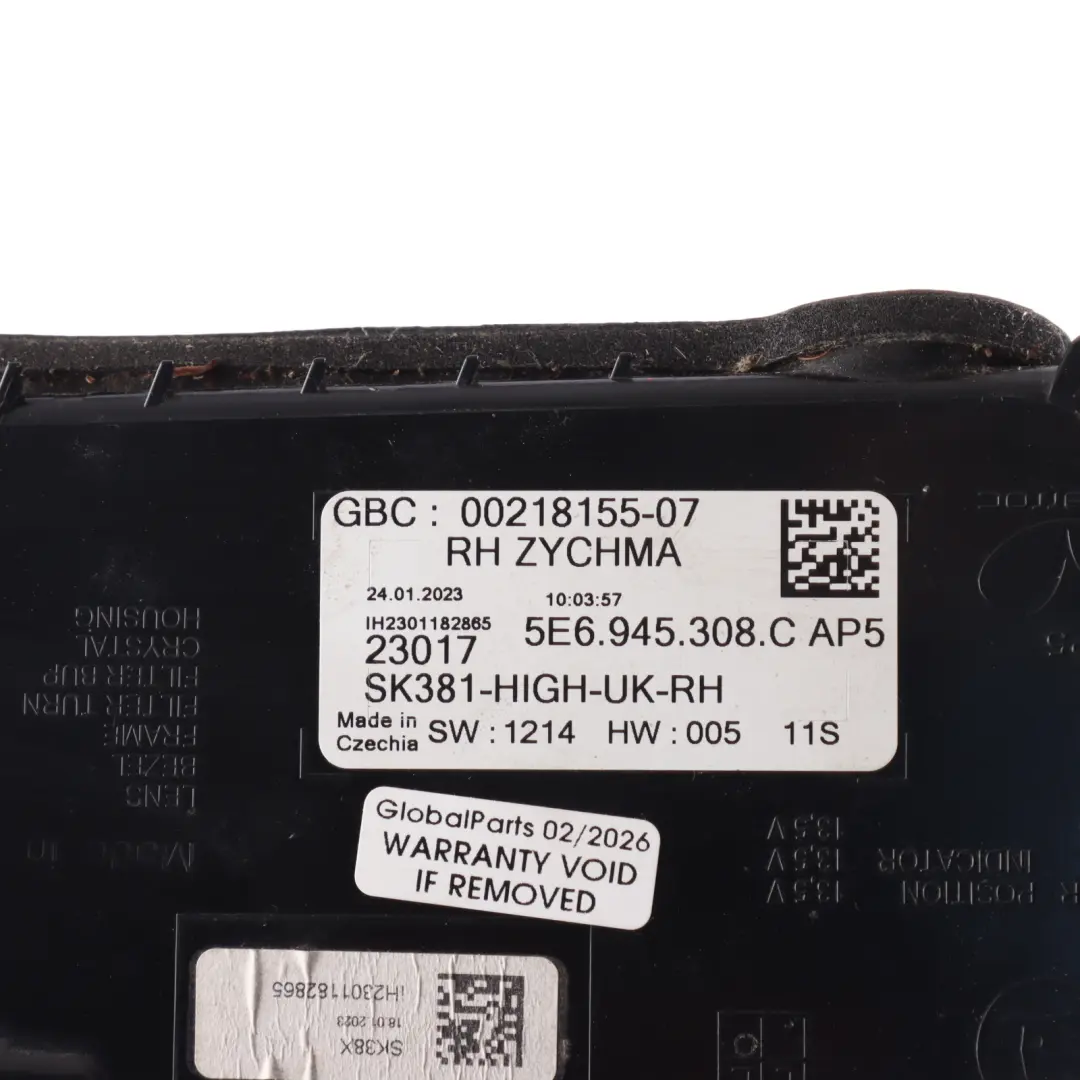 Skoda Octavia VR Tail Light Rear Lamp LED Right O/S - SKU RHD-5E6945308C - Part number 5E6945308C