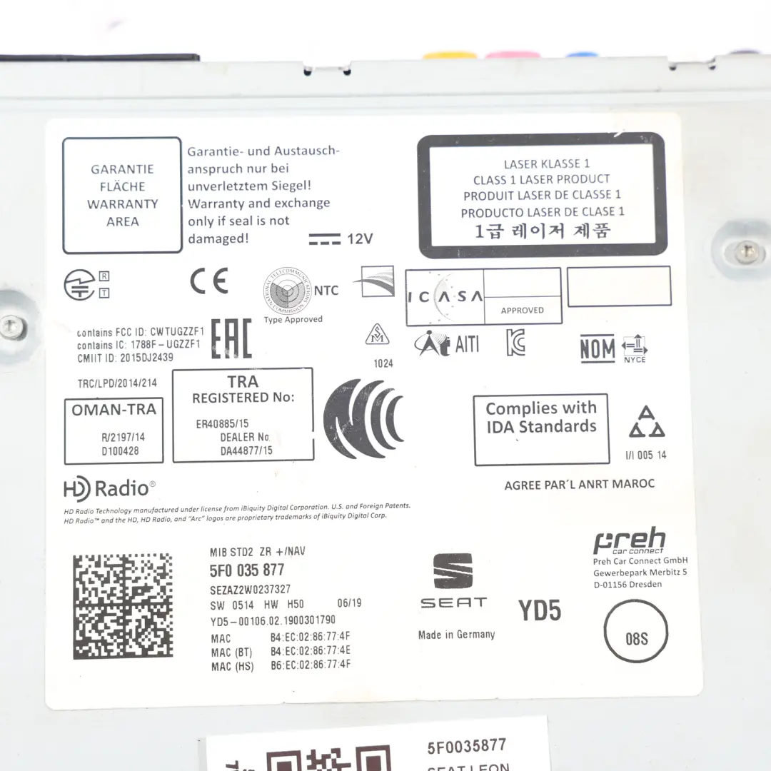 Seat Leon MK3 5F Unità Centrale Navigazione Satellitare MMI - SKU 5F0035877 - Numero di parte 5F0035877