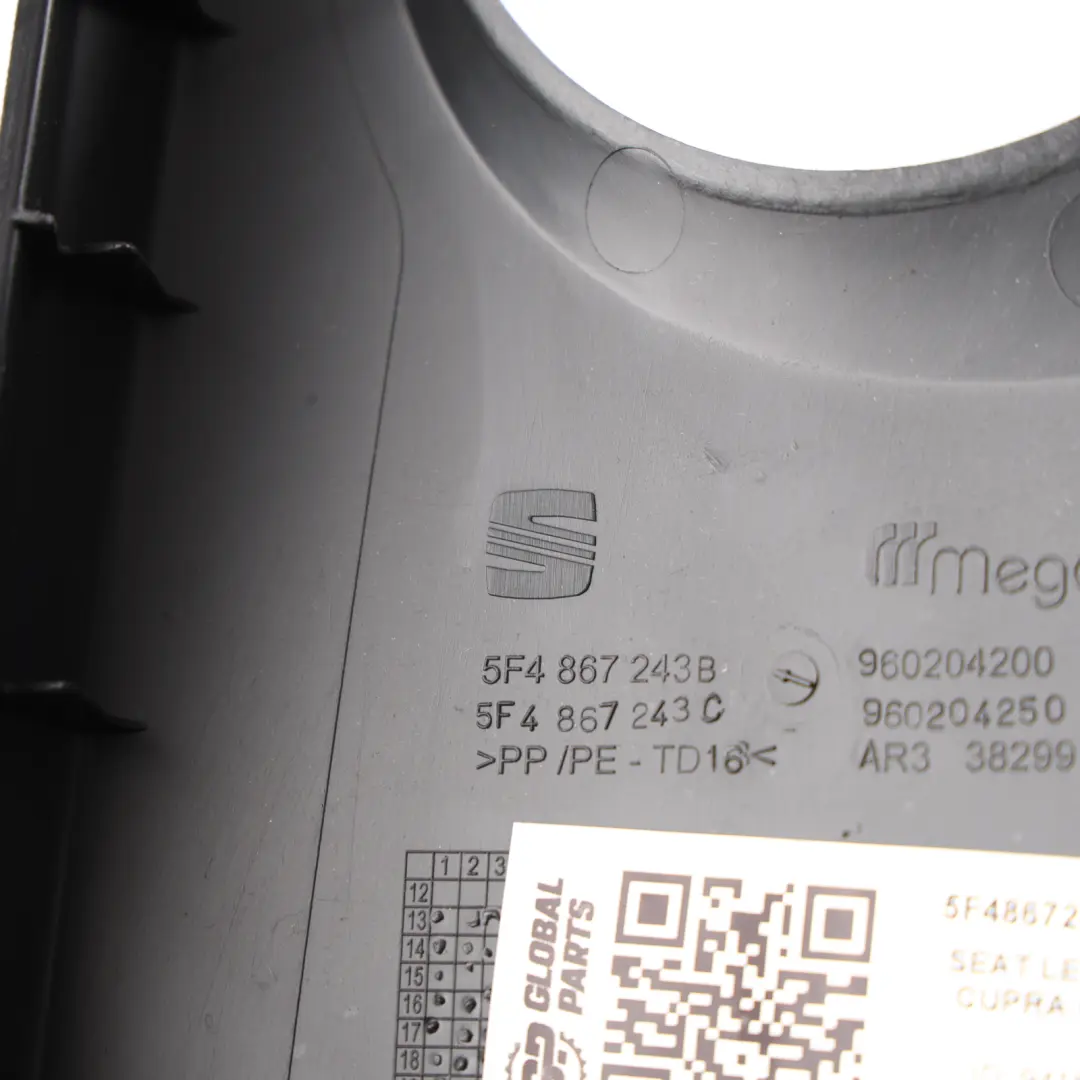 5F B Pillar Upper Trim Cover Panel Black Left N/S to Seat Leon with Part number 5F4867243B Seat Leon 5F B Pillar Upper Trim Cover Panel Black Left N/S - SKU 5F4867243B - Part number 5F4867243B