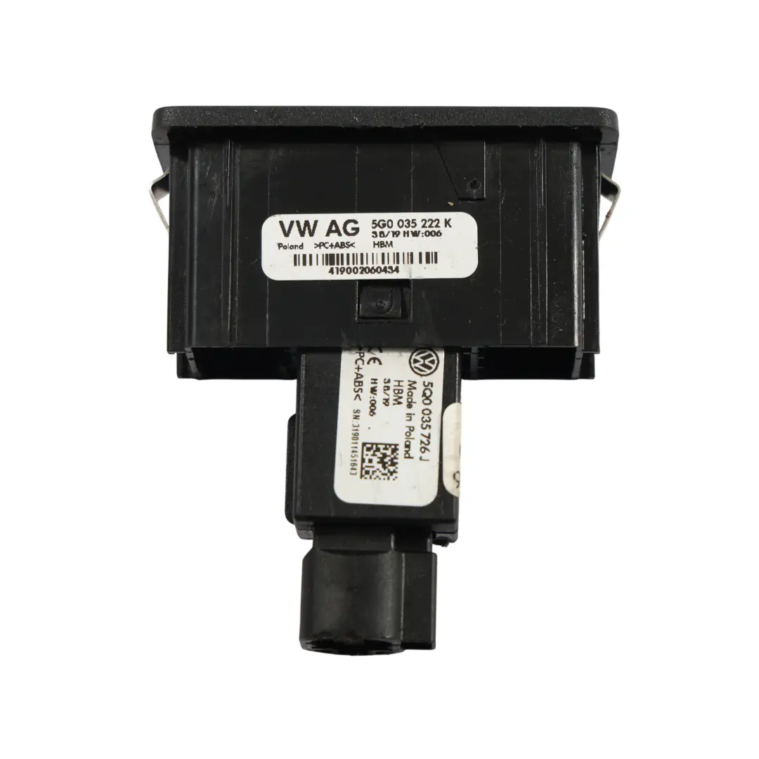 Conexión USB Toma Puerto Salida para Volkswagen Golf Mk7 con número de pieza 5G0035222K Volkswagen Golf Mk7 Conexión USB Toma Puerto Salida - SKU 5G0035222K - Número de pieza 5G0035222K