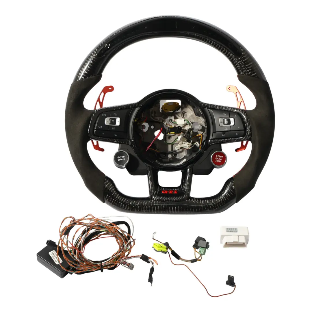  Volant VW Volkswagen Golf MK7 5G GTI En Carbone À Fond Plat Et LED Alcantara - SKU 5G0419091HJ-1 - Numéro de pièce 5G0419091HJ