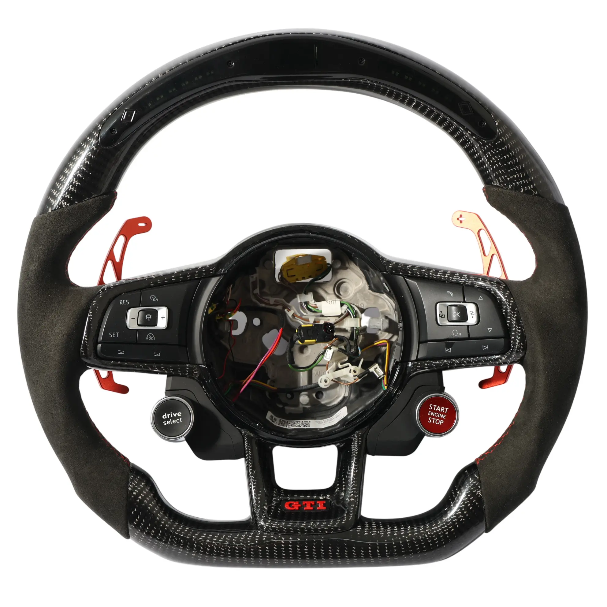 VW Volkswagen Golf MK7 5G GTI Steering Wheel Carbon Flat Bottom LED Alcantara