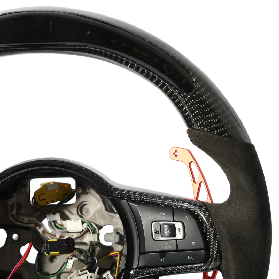5G GTI Steering Wheel Carbon Flat Bottom LED Alcantara to VW Volkswagen Golf MK7 with Part number 5G0419091HJ VW Volkswagen Golf MK7 5G GTI Steering Wheel Carbon Flat Bottom LED Alcantara - SKU 5G0419091HJ-1 - Part number 5G0419091HJ