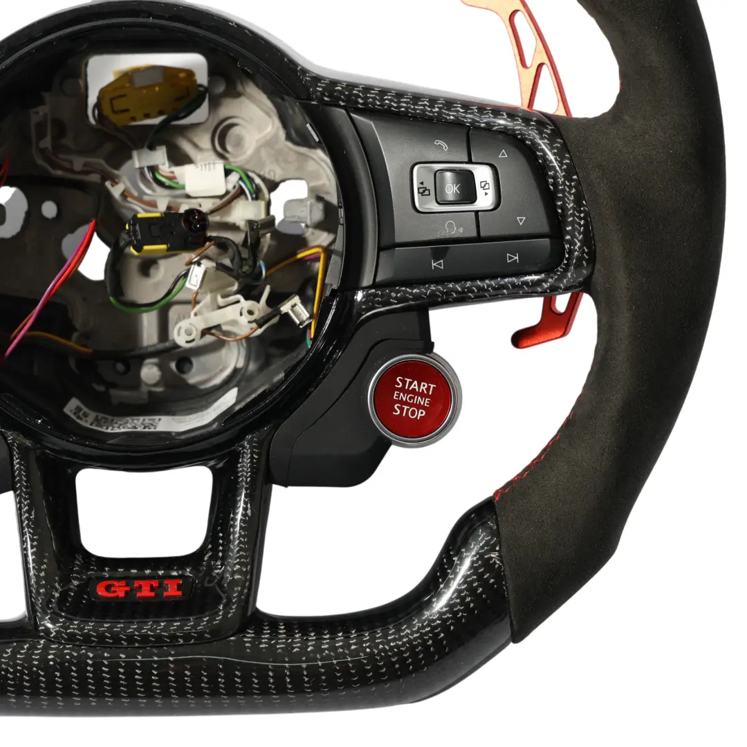 VW Volkswagen Golf MK7 5G GTI Steering Wheel Carbon Flat Bottom LED Alcantara - SKU 5G0419091HJ-1 - Part number 5G0419091HJ