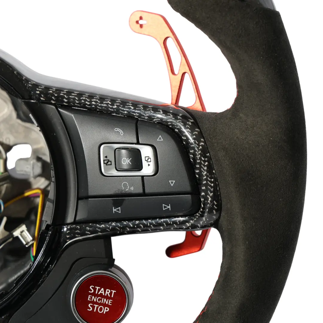 5G GTI Steering Wheel Carbon Flat Bottom LED Alcantara to VW Volkswagen Golf MK7 with Part number 5G0419091HJ VW Volkswagen Golf MK7 5G GTI Steering Wheel Carbon Flat Bottom LED Alcantara - SKU 5G0419091HJ-1 - Part number 5G0419091HJ
