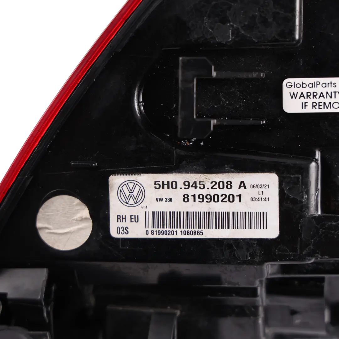 Mk8 Rear Tail Light Lamp Outer Right O/S to Volkswagen Golf with Part number 5H0945208A Volkswagen Golf Mk8 Rear Tail Light Lamp Outer Right O/S - SKU 5H0945208A - Part number 5H0945208A