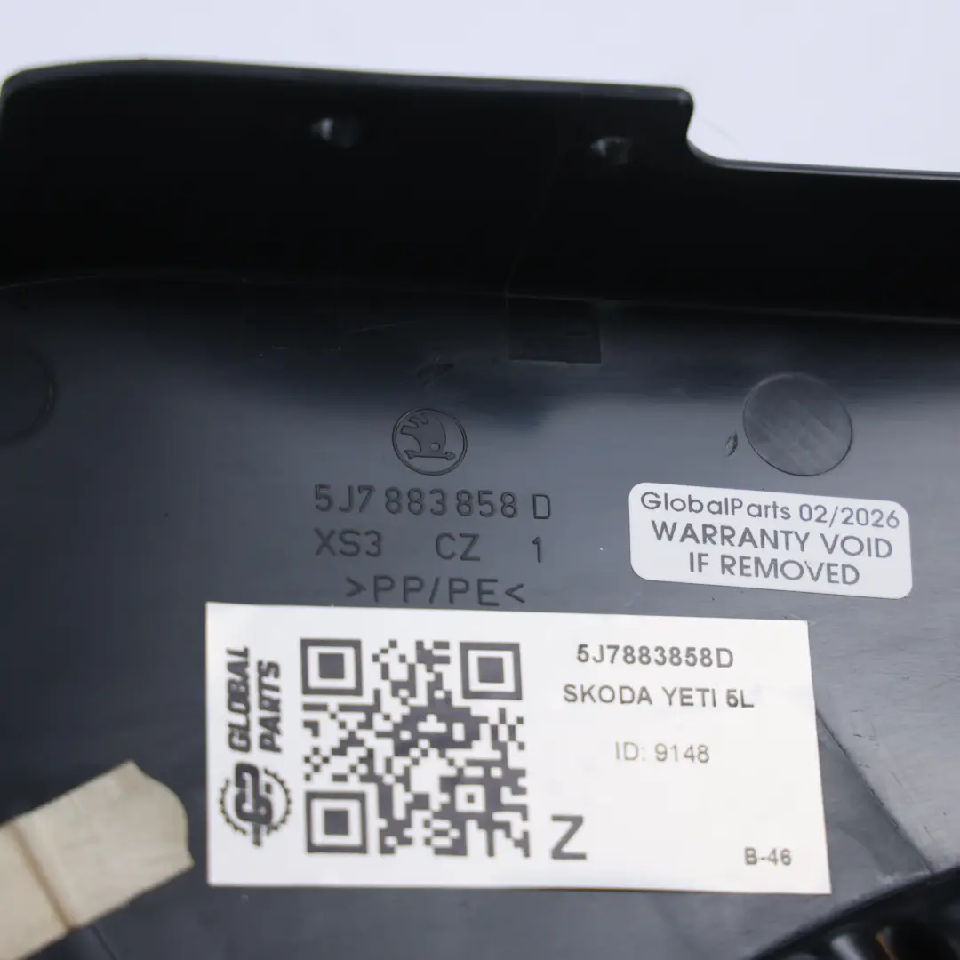 Panel Trim Black to Skoda Yeti 5L Rear Seat Cover with Part number 5J7883858D Skoda Yeti 5L Rear Seat Cover Panel Trim Black - SKU 5J7883858D - Part number 5J7883858D