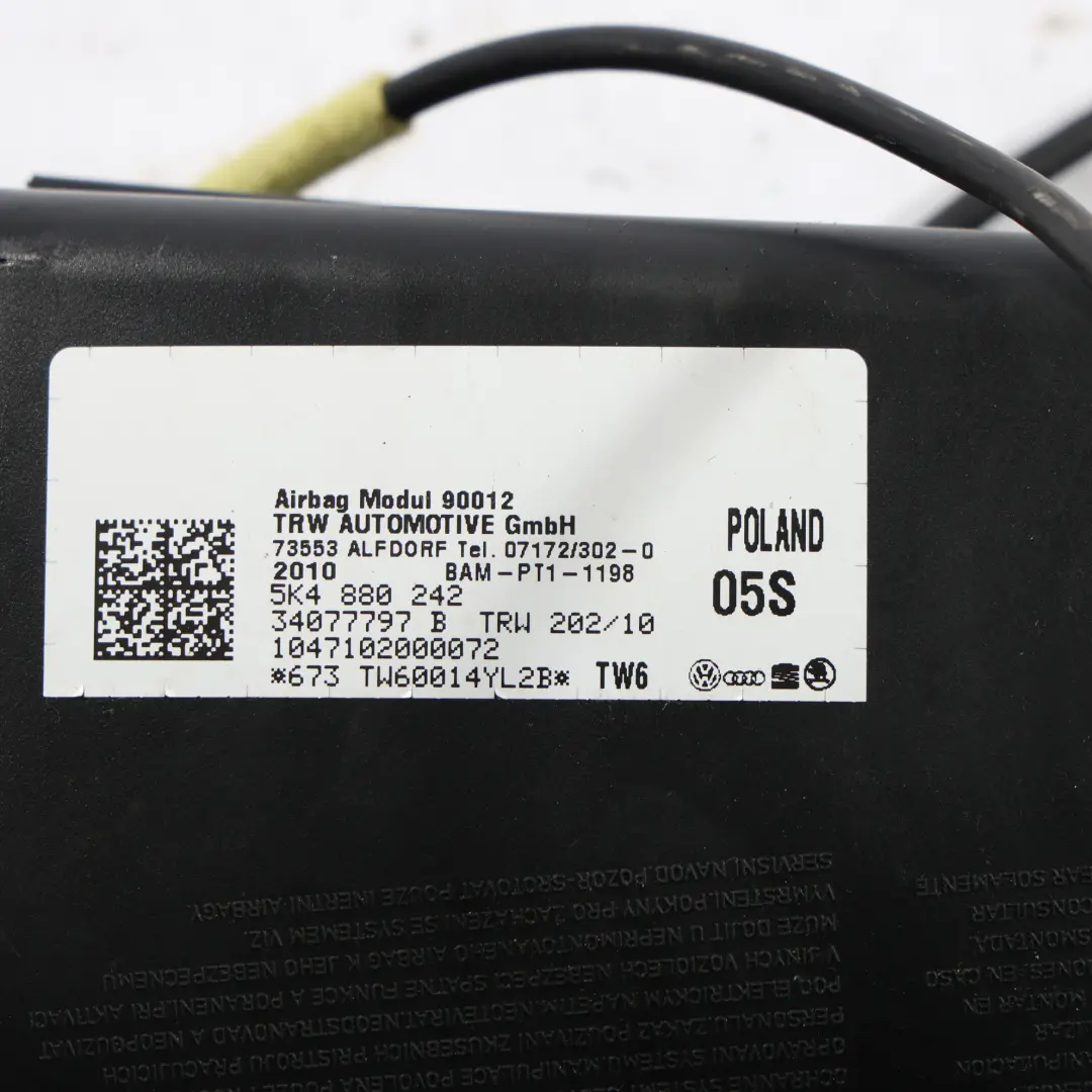 Mk6 5K Module D'Air De Siège Latéral Avant Droit pour Volkswagen VW Golf à propos du numéro de pièce 5K4880242 Volkswagen VW Golf Mk6 5K Module D'Air De Siège Latéral Avant Droit - SKU 5K4880242-1 - Numéro de pièce 5K4880242