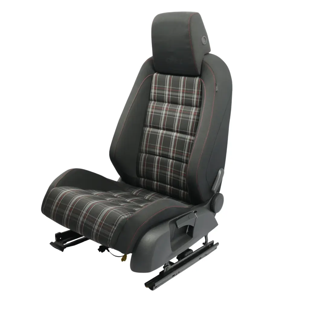 Fotel Przedni Grzany Materiał Czarno Czerwony Lewy do Volkswagen Golf Mk7 GTI o numerze 5K4881805BN Volkswagen Golf Mk7 GTI Fotel Przedni Grzany Materiał Czarno Czerwony Lewy - SKU 5K4881805BN-1 - Numer Części 5K4881805BN