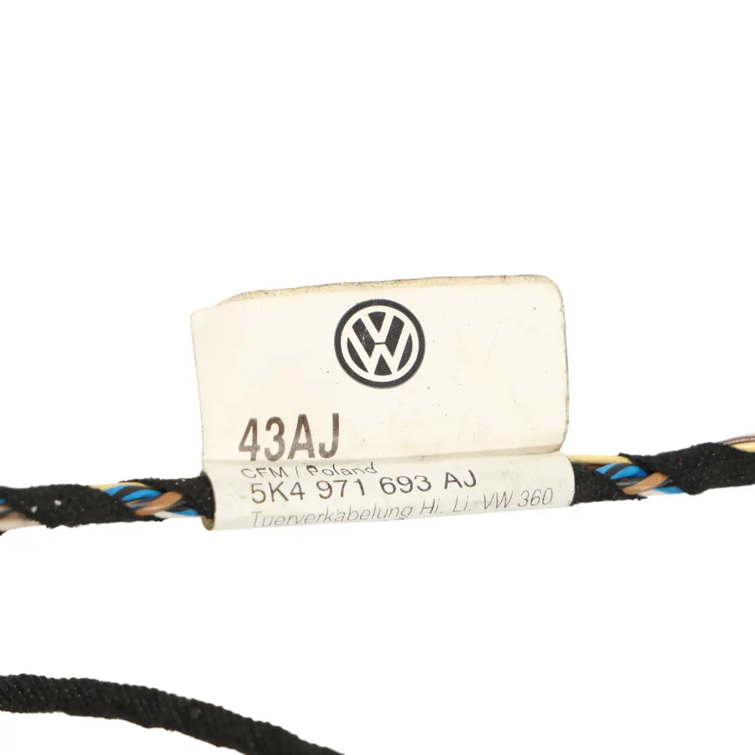 Mk6 Door Wiring Loom Harness Rear Left Right N/O/S to Volkswagen Golf with Part number 5K4971693AJ Volkswagen Golf Mk6 Door Wiring Loom Harness Rear Left Right N/O/S - SKU 5K4971693AJ - Part number 5K4971693AJ