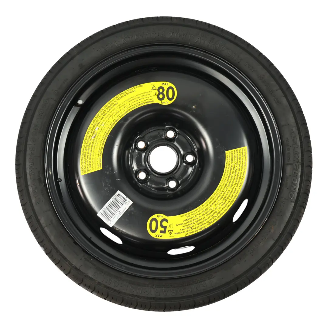 Mk8 Spare Wheel Steel R18 Tyre Linglong 3.5J ET: 25.5 125/70 to VW Golf with Part number 5Q0601027BC VW Golf Mk8 Spare Wheel Steel R18 Tyre Linglong 3.5J ET: 25.5 125/70 - SKU 5Q0601027BC - Part number 5Q0601027BC