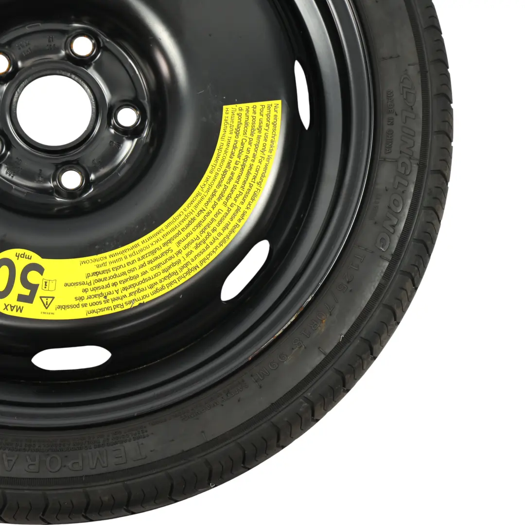 VW Golf CD Ersatzrad Stahl R18 Reifen Linglong 3.5J ET: 25.5 125/70 - SKU 5Q0601027BC - Teilenummer 5Q0601027BC