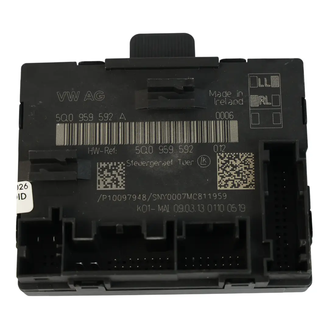 Audi A3 8V VW Golf 5G R 5G Door Control Unit Passenger Front Left N/S - SKU 5Q0959592A - Part number 5Q0959592A