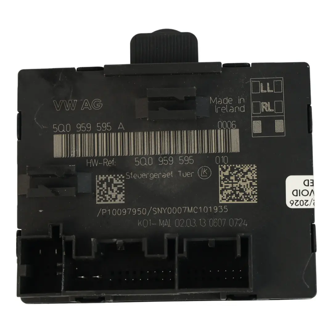 Unità Controllo Porta Posteriore Sinistra Destra per Audi A3 8V con numero di parte 5Q0959595A Audi A3 8V Unità Controllo Porta Posteriore Sinistra Destra - SKU 5Q0959595A - Numero di parte 5Q0959595A