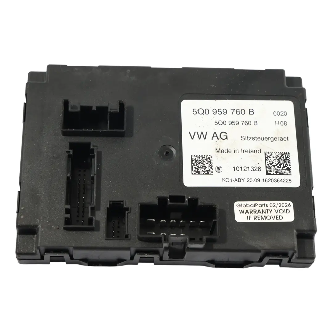 Skoda Superb Mk3 3V Module De Commande De Réglage Du Dossier De Siège - SKU 5Q0959760B - Numéro de pièce 5Q0959760B