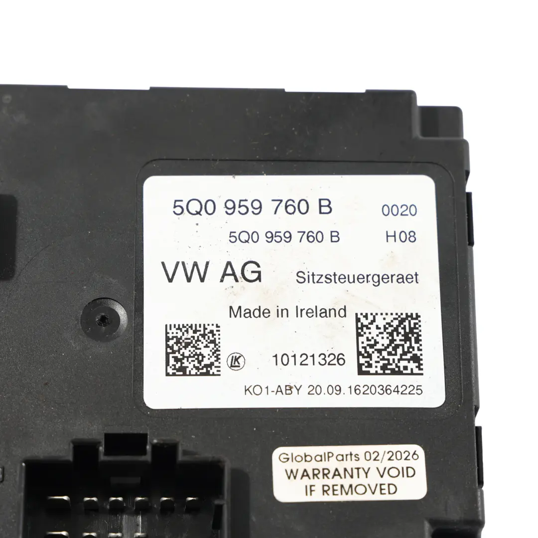 Skoda Superb Mk3 3V Modulo Unità Di Controllo Regolazione Schienale - SKU 5Q0959760B - Numero di parte 5Q0959760B