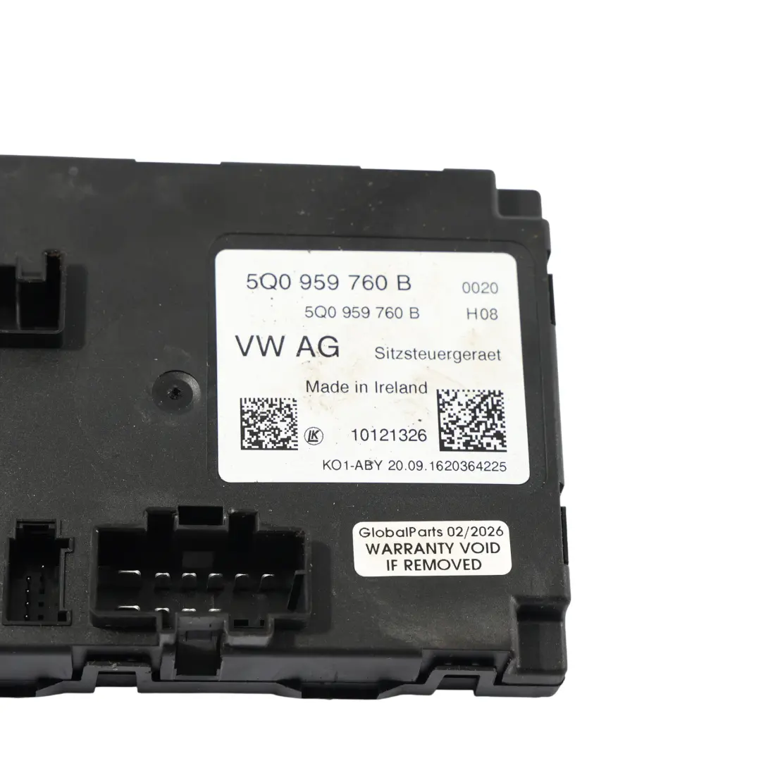 Skoda Superb Mk3 3V Moduł Sterownik Regulacji Oparcia Siedzenia - SKU 5Q0959760B - Numer Części 5Q0959760B