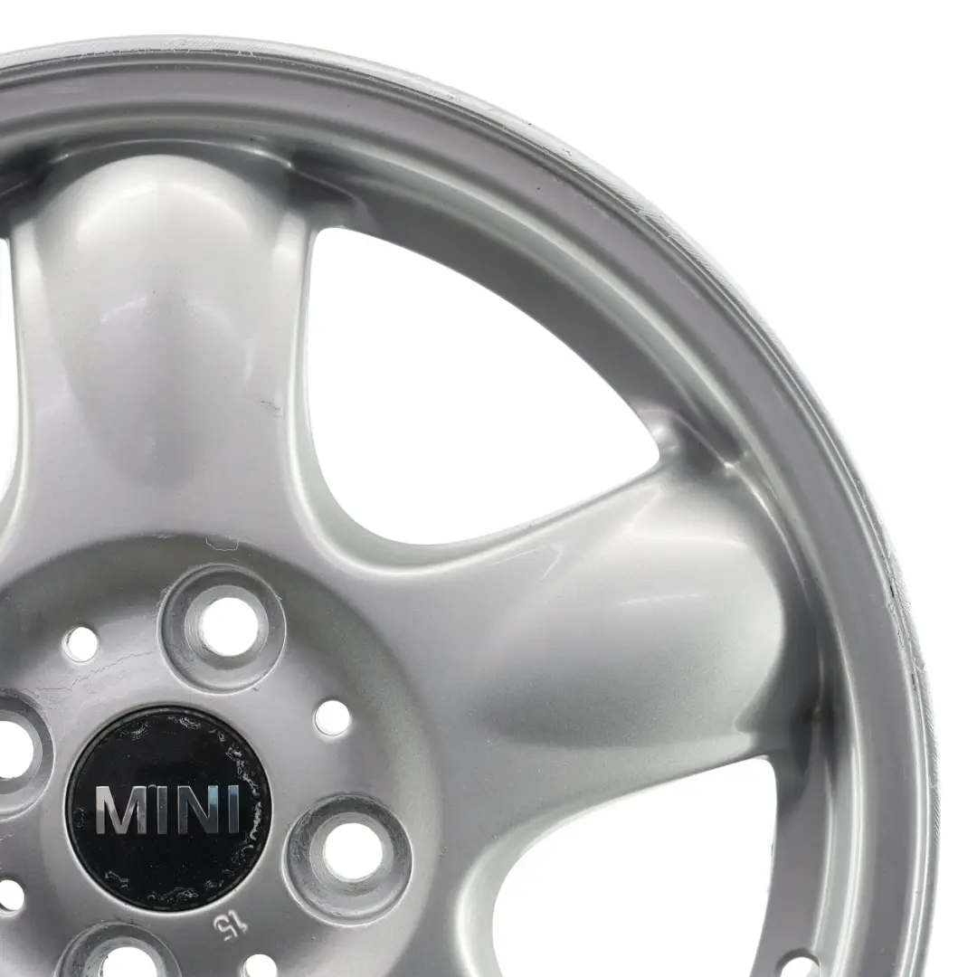 Mini Cooper One R50 R55 R56 Silver Wheel Alloy Rim 15" 5-Start Spooler 100 - SKU 6768498-1 - Part number 6768498