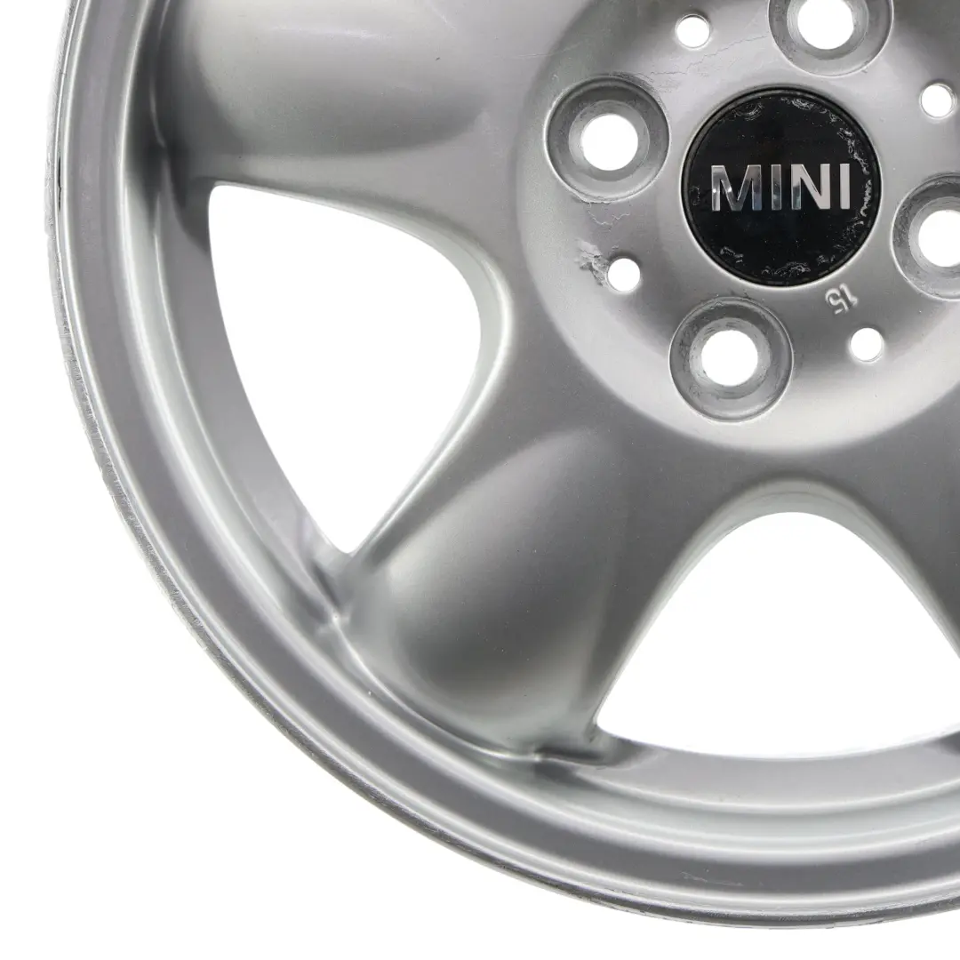 Alloy Rim 15" 5-Start Spooler 100 to Mini Cooper One R50 R55 R56 Silver Wheel with Part number 6768498 Mini Cooper One R50 R55 R56 Silver Wheel Alloy Rim 15" 5-Start Spooler 100 - SKU 6768498-1 - Part number 6768498