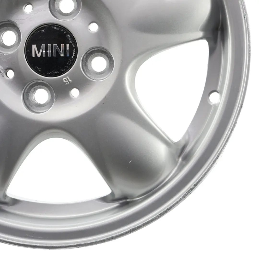Alloy Rim 15" 5-Start Spooler 100 to Mini Cooper One R50 R55 R56 Silver Wheel with Part number 6768498 Mini Cooper One R50 R55 R56 Silver Wheel Alloy Rim 15" 5-Start Spooler 100 - SKU 6768498-1 - Part number 6768498