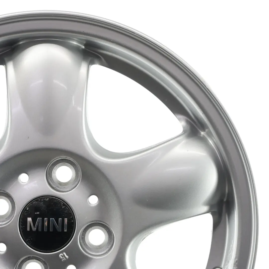 Alu Felge Alufelge Silber 15" 5 Star Spooler 100 für Mini Cooper R50 R56 mit Teilenummer 6768498 Mini Cooper R50 R56 Alu Felge Alufelge Silber 15" 5 Star Spooler 100 - SKU 6768498-2 - Teilenummer 6768498