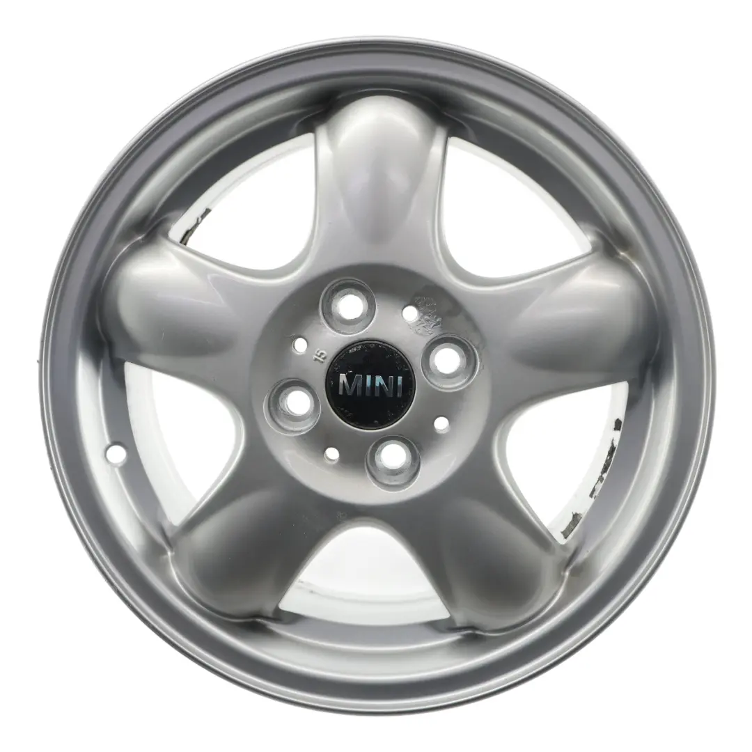 Alloy Rim 15" 5-Start Spooler 100 to Mini Cooper One R50 R56 Silver Wheel with Part number 6768498 Mini Cooper One R50 R56 Silver Wheel Alloy Rim 15" 5-Start Spooler 100 - SKU 6768498-4 - Part number 6768498