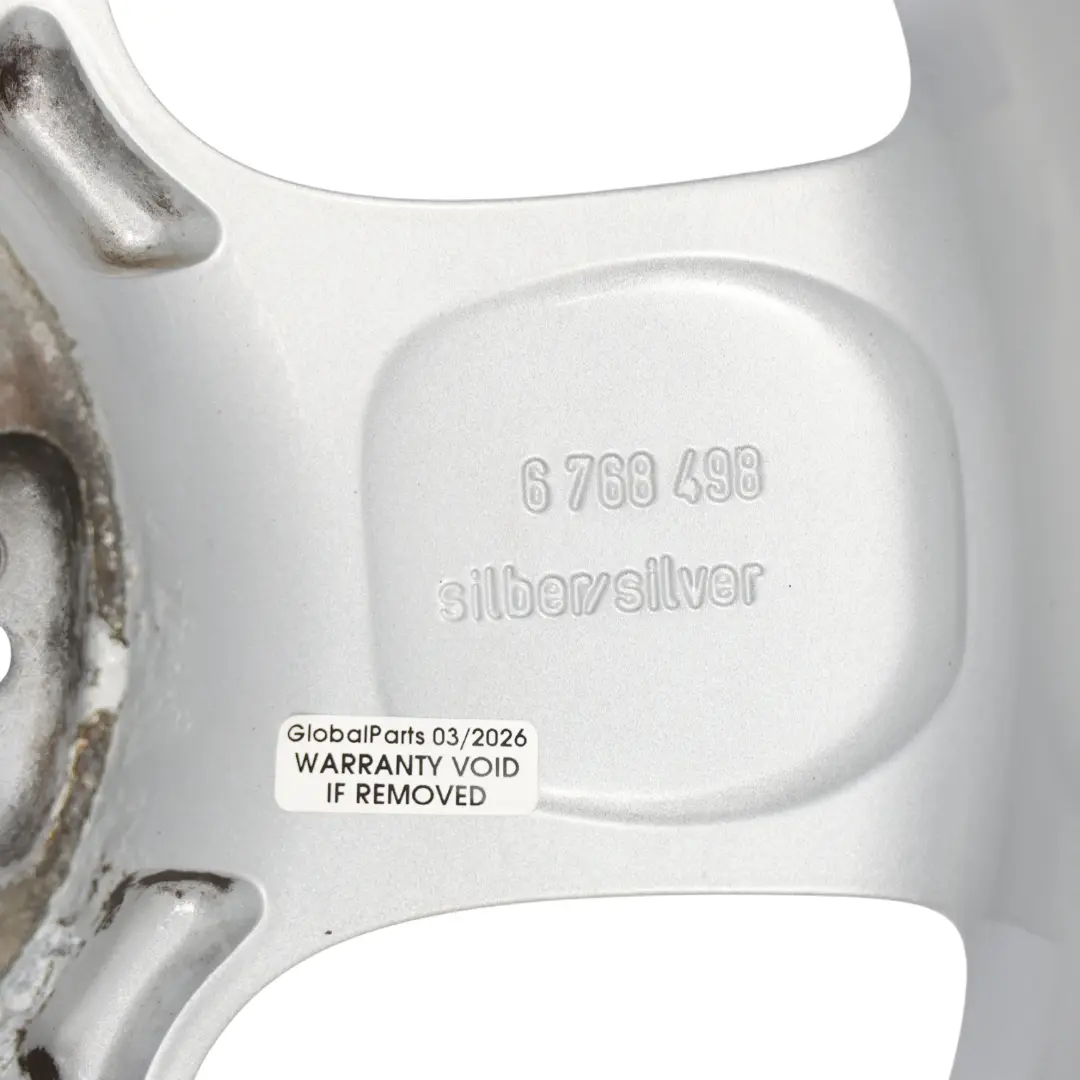 Alloy Rim 15" 5-Start Spooler 100 to Mini Cooper One R50 R56 Silver Wheel with Part number 6768498 Mini Cooper One R50 R56 Silver Wheel Alloy Rim 15" 5-Start Spooler 100 - SKU 6768498-4 - Part number 6768498