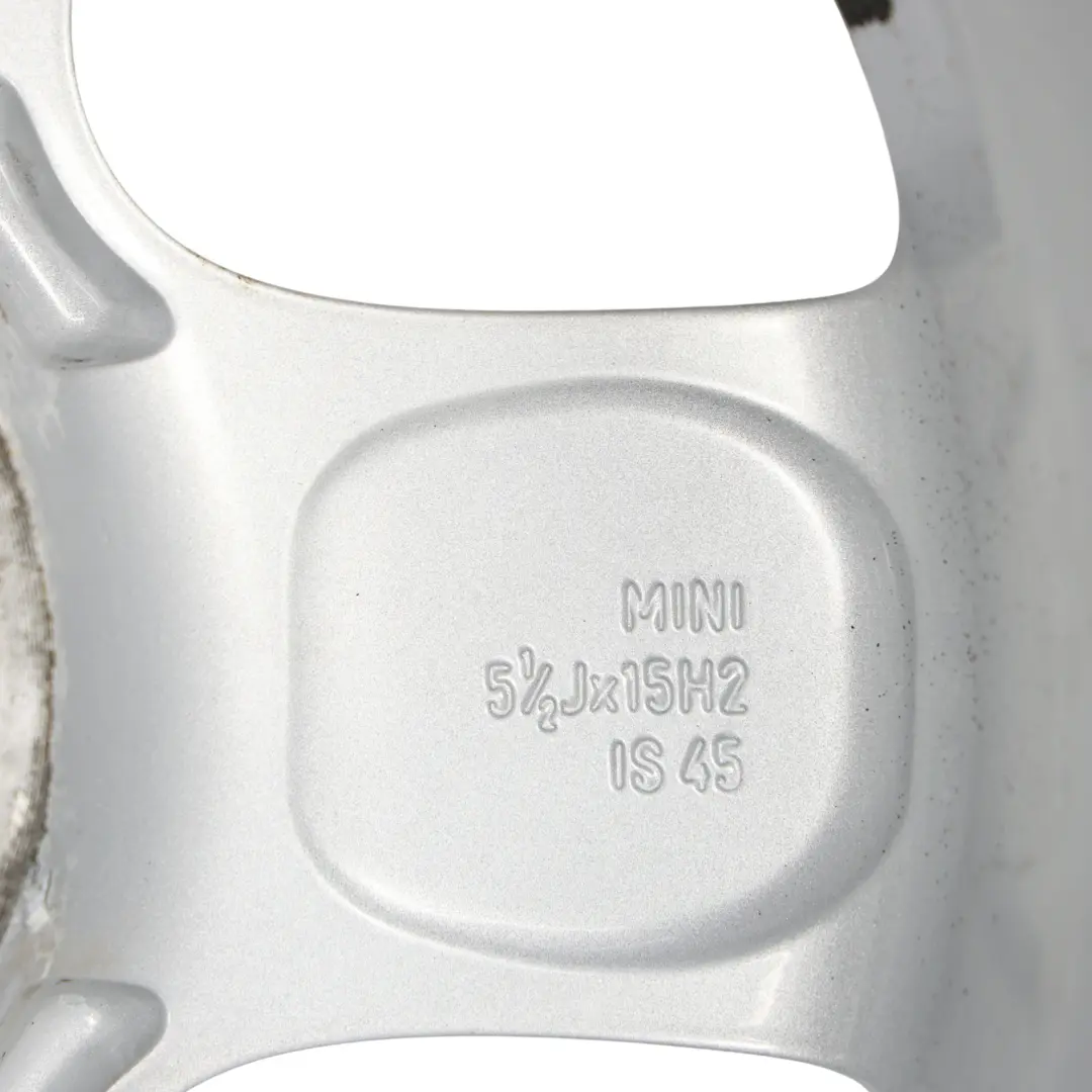 Alloy Rim 15" 5-Start Spooler 100 to Mini Cooper One R50 R56 Silver Wheel with Part number 6768498 Mini Cooper One R50 R56 Silver Wheel Alloy Rim 15" 5-Start Spooler 100 - SKU 6768498-4 - Part number 6768498