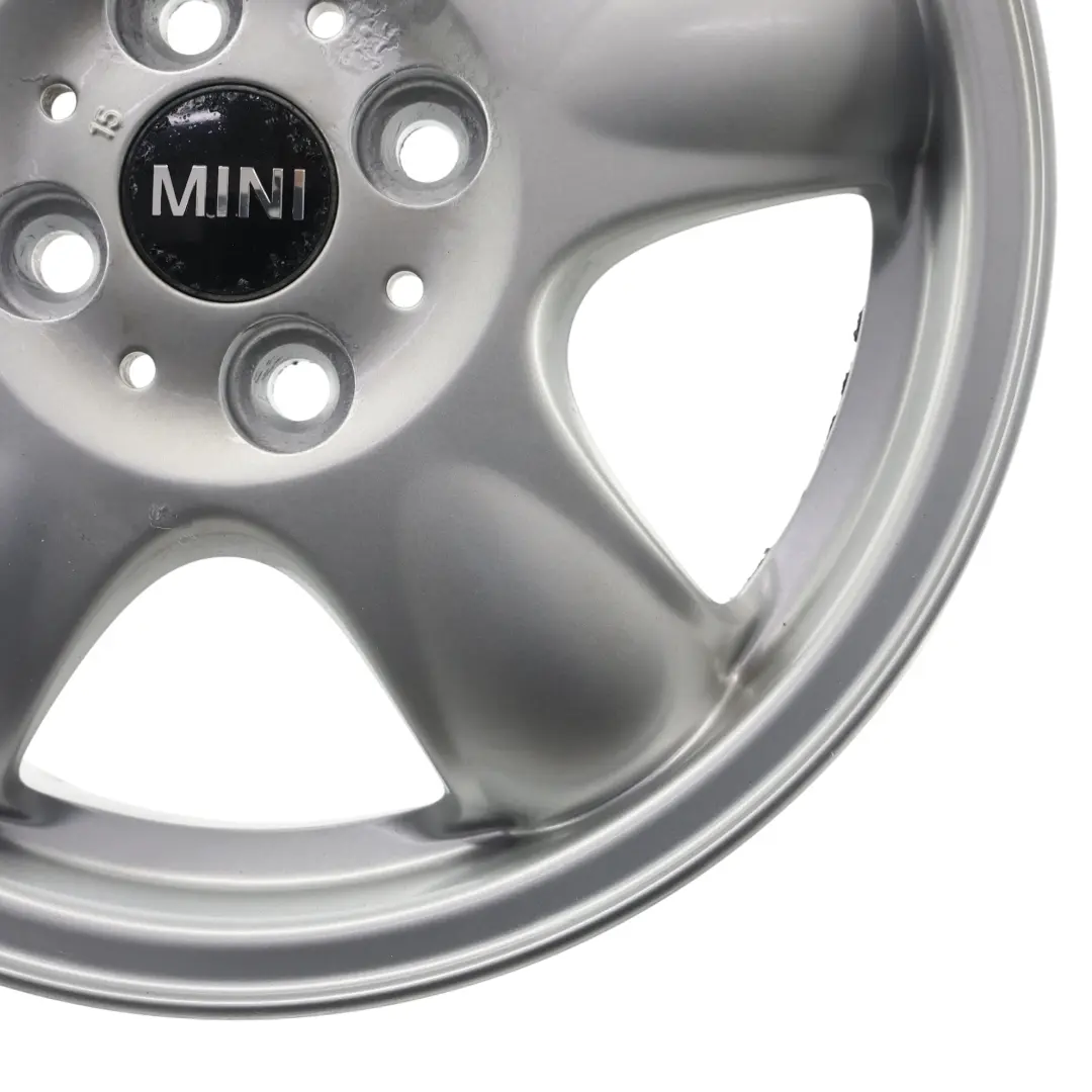 Alloy Rim 15" 5-Start Spooler 100 to Mini Cooper One R50 R56 Silver Wheel with Part number 6768498 Mini Cooper One R50 R56 Silver Wheel Alloy Rim 15" 5-Start Spooler 100 - SKU 6768498-4 - Part number 6768498