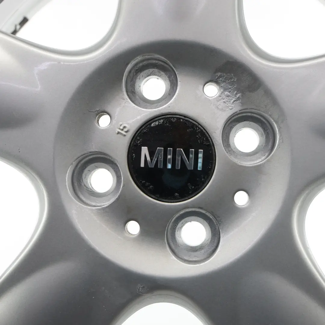 Alloy Rim 15" 5-Start Spooler 100 to Mini Cooper One R50 R56 Silver Wheel with Part number 6768498 Mini Cooper One R50 R56 Silver Wheel Alloy Rim 15" 5-Start Spooler 100 - SKU 6768498-4 - Part number 6768498