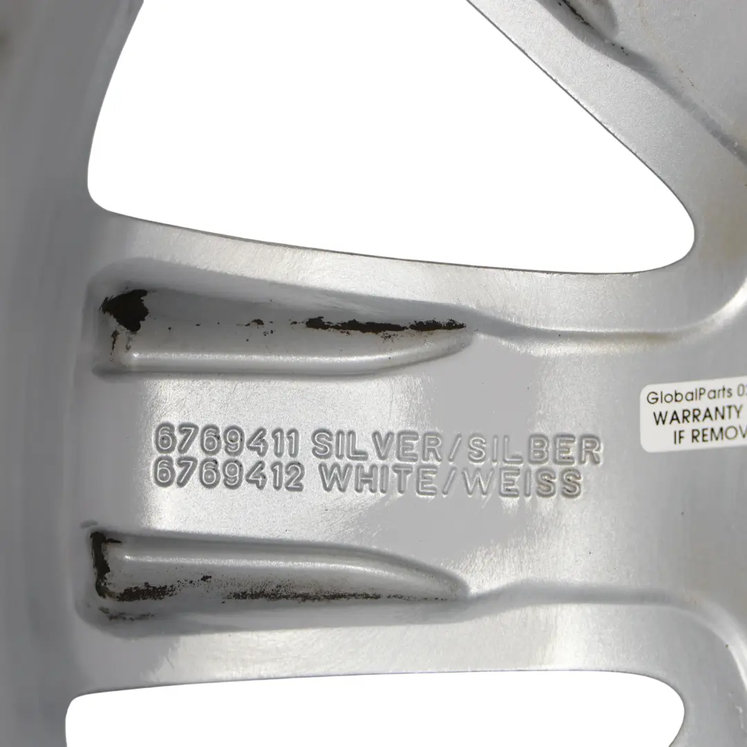 Llanta de Aluminio Plata 17" ET: 48 7J para Mini Cooper One R50 R53 R55 R56 con número de pieza 6769411 Mini Cooper One R50 R53 R55 R56 Llanta de Aluminio Plata 17" ET: 48 7J - SKU 6769411-5 - Número de pieza 6769411