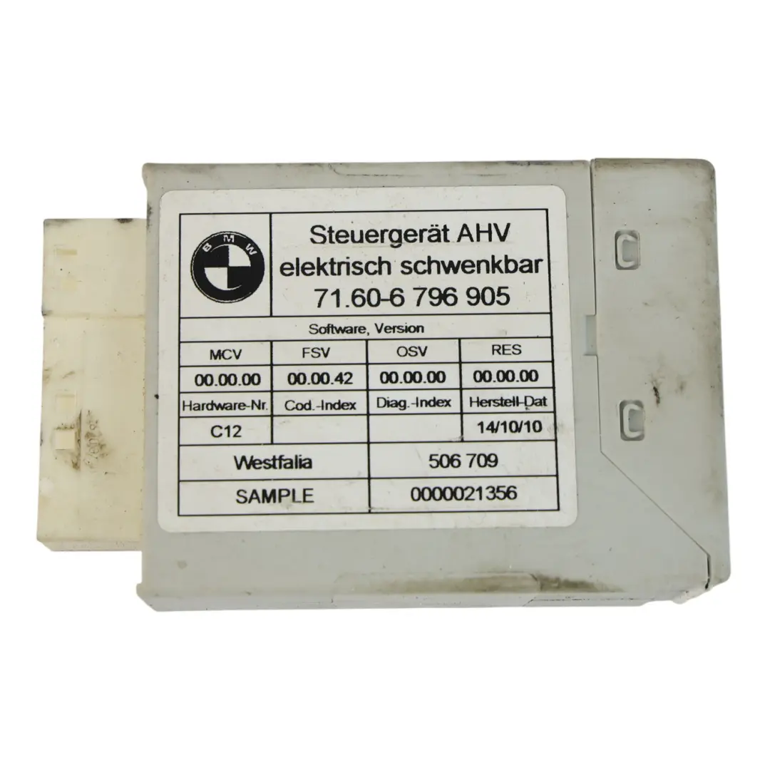 BMW F01 F01N F02 F10 AHK Gancio Traino Barra Controllo Unità Modulo ECU - SKU 6796905 - Numero di parte 6796905