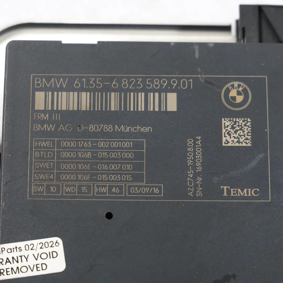 BMW F10 Xenon Footwell Luz Módulo Unidad Control ECU FRM III 9126314 - SKU 6823589 - Número de pieza 6823589