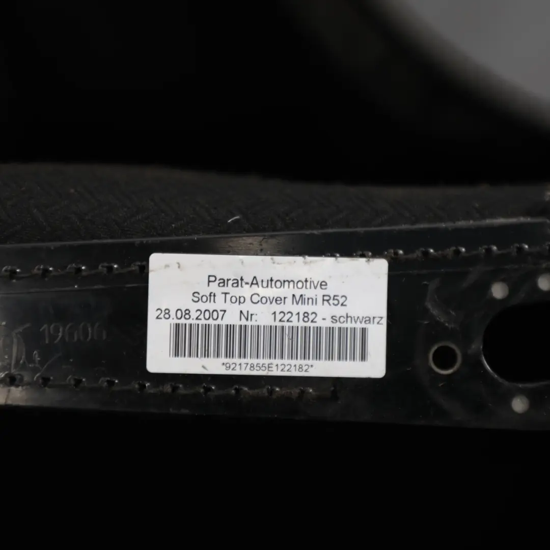 Składany dach Płótno Czarny do Mini R52 Cabrio o numerze 7135290 Mini R52 Cabrio Składany dach Płótno Czarny - SKU 7135290 - Numer Części 7135290