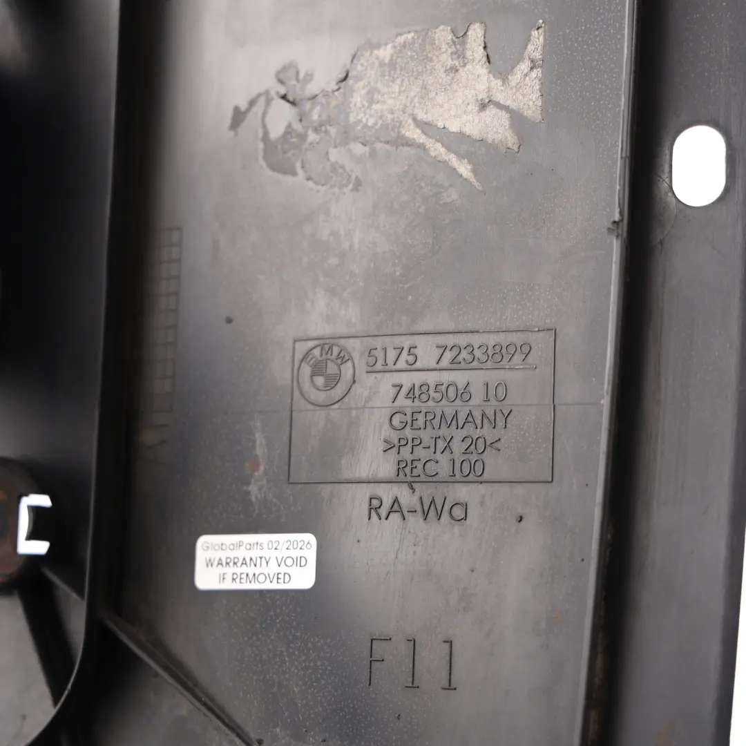 Centre Cover Trim Under Body Protection Black to BMW 5 F11 Rear with Part number 7233899 BMW 5 F11 Rear Centre Cover Trim Under Body Protection Black - SKU 7233899 - Part number 7233899