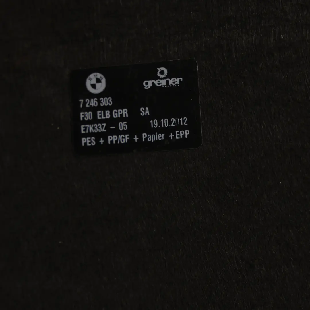 BMW F30 F80 M3 Alfombra Suelo Maletero Panel Cobertura Lino - SKU 7246303-1 - Número de pieza 7246303