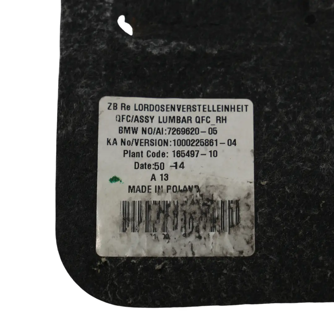 Coupé LCI Sedile Anteriore Supporto Lombare Destro per BMW F06 Gran con numero di parte 7269620 BMW F06 Gran Coupé LCI Sedile Anteriore Supporto Lombare Destro - SKU 7269620 - Numero di parte 7269620