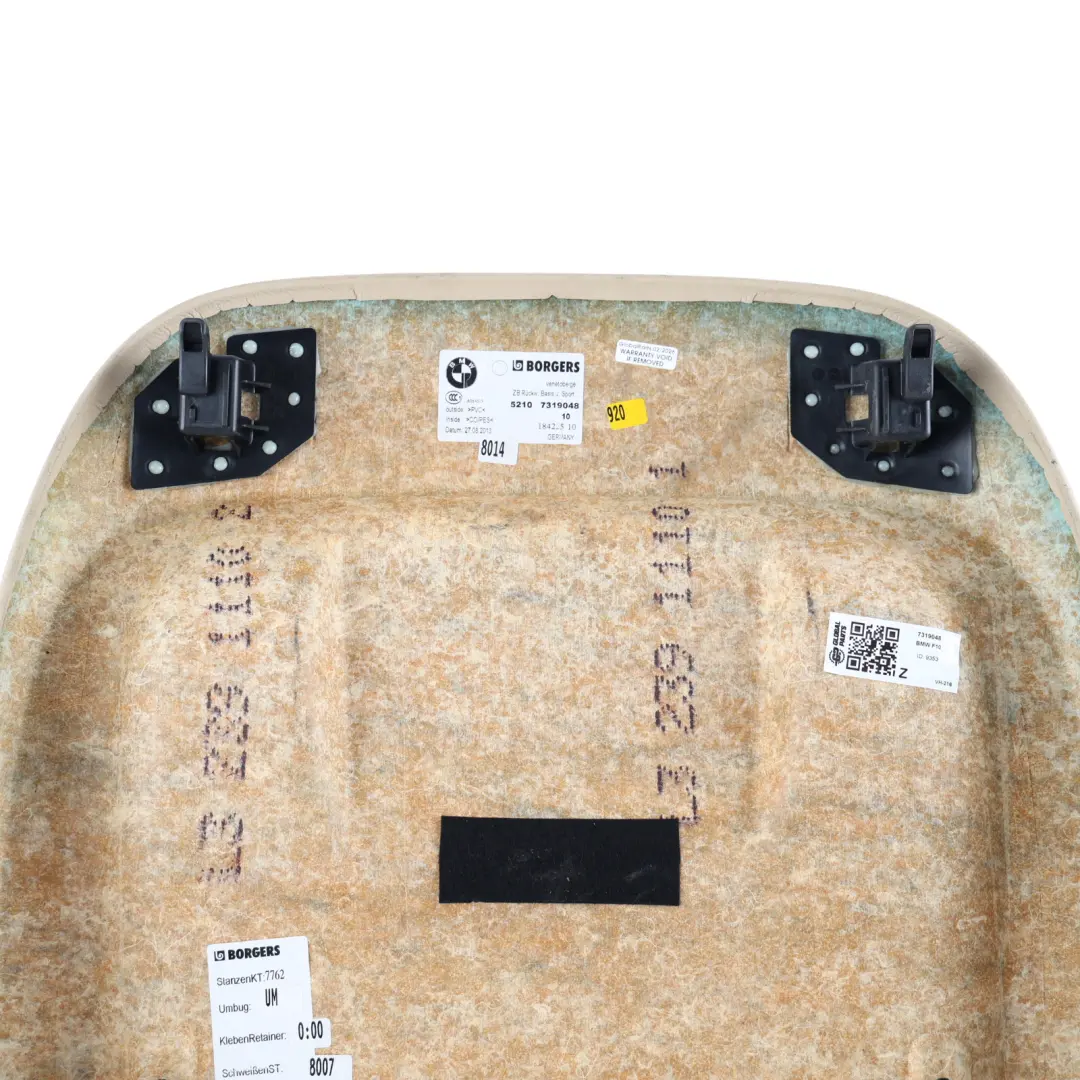 Cubierta Respaldo Asiento Delantero Panel Beige para BMW F01 F07 F10 LCI con número de pieza 7319048 BMW F01 F07 F10 LCI Cubierta Respaldo Asiento Delantero Panel Beige - SKU 7319048 - Número de pieza 7319048