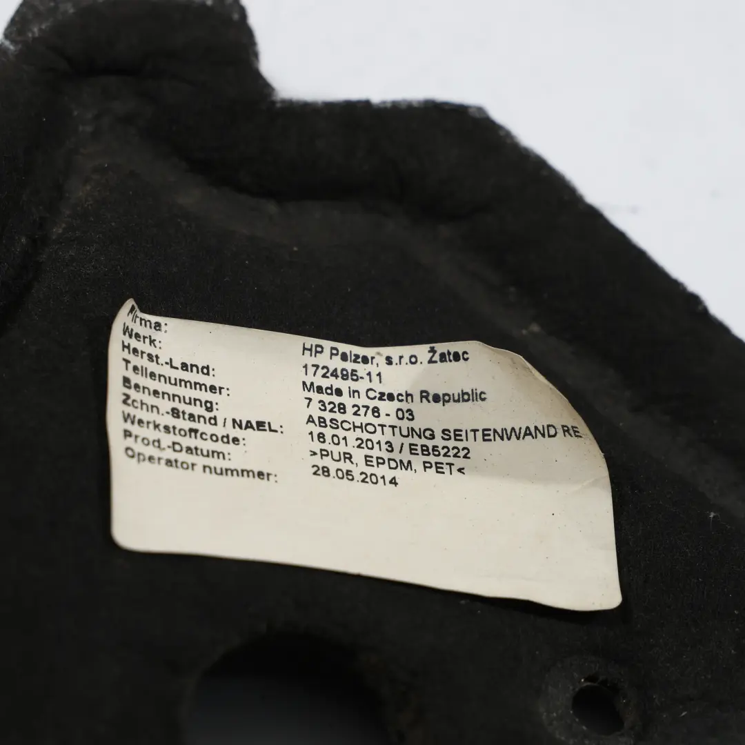 Schalldämmende Fronttrennwand Seite Rechts für BMW F15 F16 F85 F86 mit Teilenummer 7328276 BMW F15 F16 F85 F86 Schalldämmende Fronttrennwand Seite Rechts - SKU 7328276 - Teilenummer 7328276