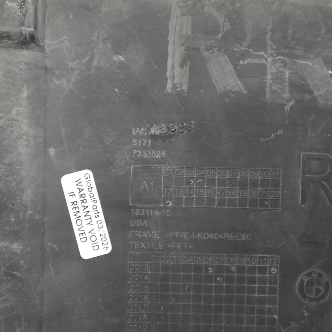 BMW X6 F16 Wheel Arch Liner Splash Guard Front Right O/S Rear Section - SKU 7333524 - Part number 7333524