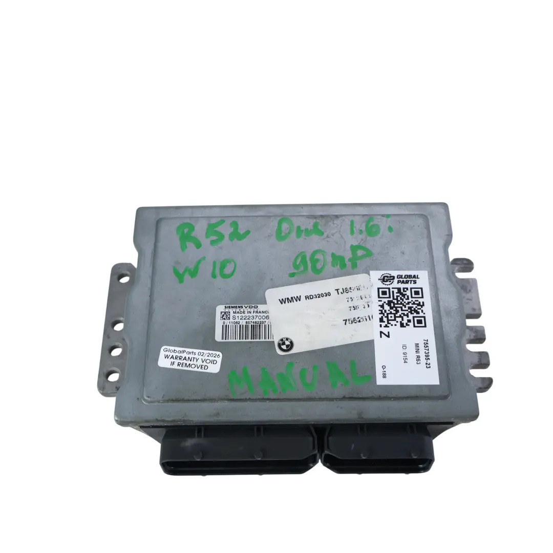 Mini Cooper R52 1.6 W10 90 KM Sterownik Silnika Zestaw DME Manual - SKU 7557395-23 - Numer Części 7557395