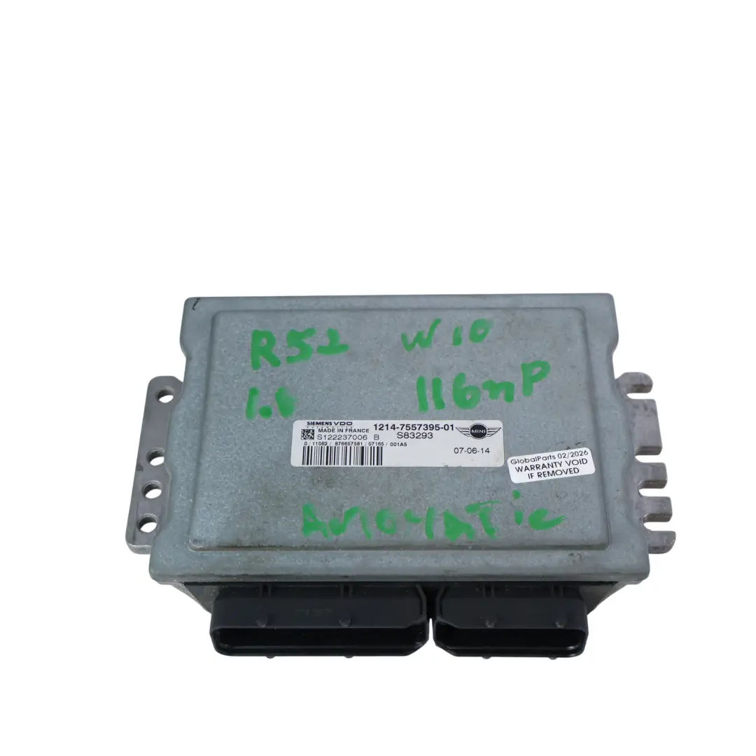 Mini Cooper R50 R52 1.6 W10 116HP Kit ECU Control Motor DME Automático - SKU 7557395-24 - Número de pieza 7557395