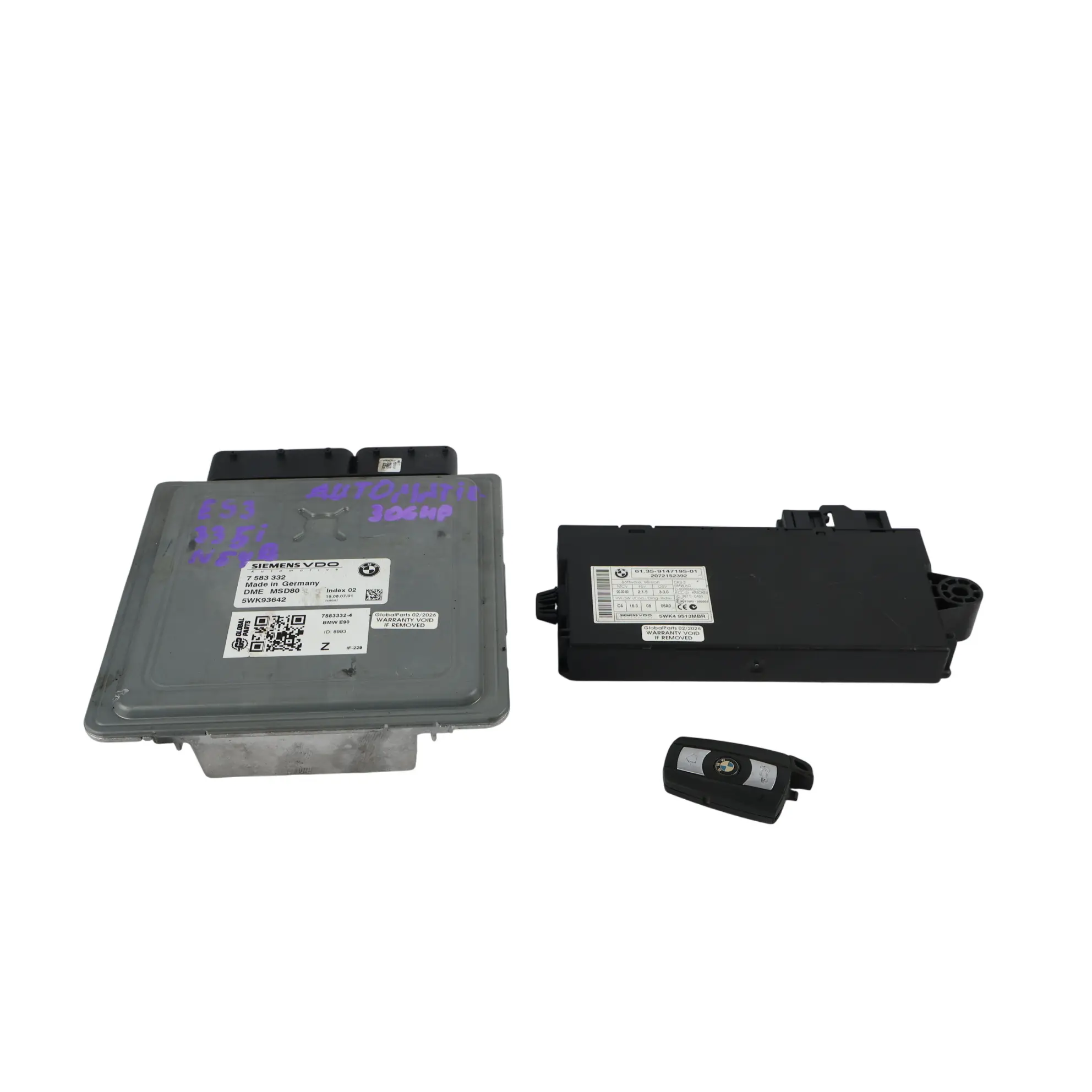 BMW E82 E90 E91 E92 N54 306HP Engine Control Unit ECU Kit DME 7583332 Automatic