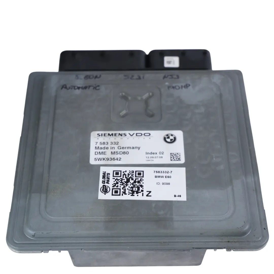 BMW E60 E61 LCI 523I N53 190 KM Sterowanik Silnika Kit DME Automat - SKU 7583332-7 - Numer Części 7583332
